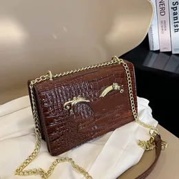 Design del marchio Borsa da sera Autunno e inverno nuova borsa a catena con stampa coccodrillo Squisita borsa a spalla monospalla Fashion messenger Piccole borse quadrate