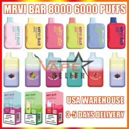 Barra MRVI originale 8000 6000 sbuffi VAPE usa e getta e sigaretta con batteria ricaricabile da 650 mAh pre -riempita da 15 ml da 13 ml di elf box vs Spedista di magazzino MARY USA