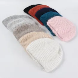 Winter Frauen Kaninchen Fell Hüte Mützen Warme Lange Pelz Skullies Weibliche Kappen Breite Manschette Junge Stil Hut für Mädchen