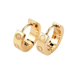 Hoop-Ohrringe Gold Diamond-Stollen Ohrringe Titanium Stahlschraube Liebesohren für Frauen exquisit einfacher Mode 18K Gold-plattierter Kreis