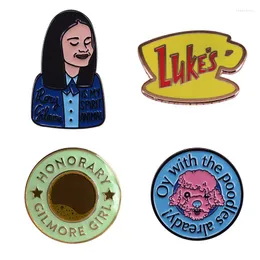 Brooches Honorary Gilmore Girls Enamel Pin Luke's Coffee Oy Poodle Humor Brooch Funny TV Show Badge Backpack Jeans Fashion Jewelry Gifts