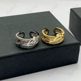 Fashion Spiral Love Rings Anillo de dise￱ador Joyer￭a de lujo Letras de oro Joyas brillantes Hombres y Tama￱o ajustable 925 Plata con caja