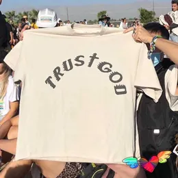 メンズTシャツ2022 Trust God Tee Hip Hop Sunday Service Tour Tシャツ男性女性高品質ティートップフォーム印刷短袖T221130