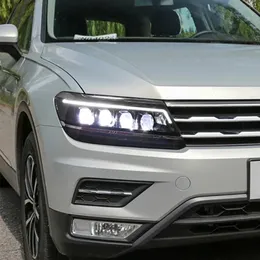 المصابيح الأمامية للسيارة مجموعة الأضواء النهارية تشغيل إشارة ل vw tiguan LED المصباح الأمامي بدء الرسوم المتحركة الأزرق DRL مصباح