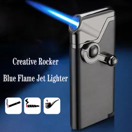 New Windproof Rocker Gas Lighter Cigar Pipe Jet Torch Refillable Butane Gun Lighter Personality Creative Beautiful Gift