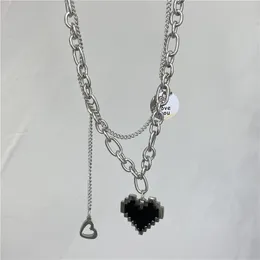 Nya Senior Fashion Women Pendant Halsband Fina dubbla länkkedja Metal Heart Party Halsbandsmycken gåva