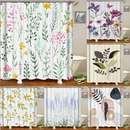 Shower Curtains Nordic Minimalist Small Flower Curtain 3D Home Background Decor Bathroom Waterproof Polyester White Bath Screen