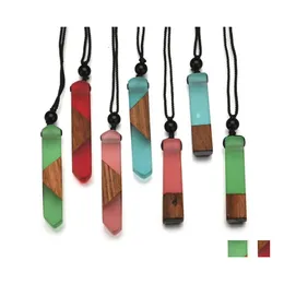 Pendant Necklaces Vintage Menwoman S Fashionable Wood Resin Necklace Pendant Woven Rope Chain Selling Jewelry Gifts Drop Delivery Ne Dhcsn