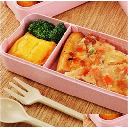 Bento Boxes Blastic Lunch Box ملعقة شوكة شفافة ER 3 صناديق تخزين الطعام الطالب المحمولة بنتو أدوات المائدة الصلبة C DHGARDEN DHTGQ