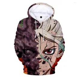 Men's Hoodies Anime Drstone 3D Print do dzieci z długim rękawem jesienna zimowa ciepła kreskówkowa bluza z kapturem