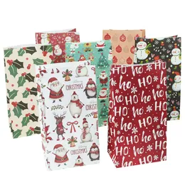 Present Wrap 10st Kraft Paper Candy Cookie Bag Santa Claus Snowman Christmas Gift Packing Väskor Xmas Navidad Year Party Decor Supplies 221201