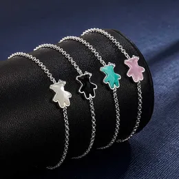 Bracelet Chain Forviona Original Design Sterling Silver S925 Multicolor Zircon Cute Bear Light Luxury Brand Popular Jewelry