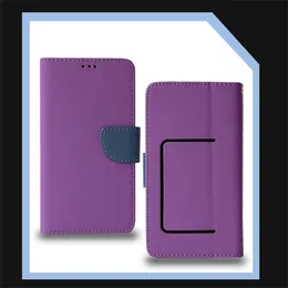 Universal Smartphone Protective Cases Single Fold PU Stand Card Holder Wallet Flip Plain Leather Phone Case för Samsung B207