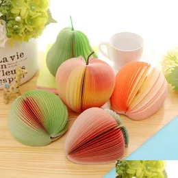 Noter Creative Fruit Shape Notes Papper Cute Apple Lemon Pear Stberry Memo Pad Sticky Pop Up School Office Supply 230 N2 Drop Deliver DHRGC