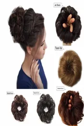 Ludzkie włosy bułki niechlujne falujące kręcone fryzury ślubne dla kobiet dzieci updo pączki chignons1553804