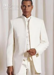 Nuovo stand Collar Ivory Groom Tuxedos Groomsmen Men Wedding Suit Man Abita per abbigliamento da ballo giubbotti Vesttie 41052832174