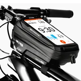 Panniers çantaları vahşi adam bisiklet çerçevesi ön tüp bisiklet su geçirmez 65in telefon kasası dokunmatik ekran mtb paketi bisiklet aksesuarları 221201
