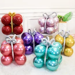 12st Metal Latex Balloons Gift Box Decoration Metallic Long Ballons Garland Arch Kit For Baby Shower Birthday Party Decor Christmas Globos Set leverans