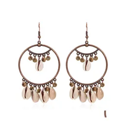 Dangle Chandelier Vintage Handmade Big Round Dangle Earrings Shell Drop for Women Fashion Ethnic Jewelry Delivery Dhinz