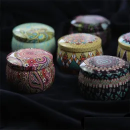 Annan kök Storage Organization Retro Flower Tea Case Creative Wedding Favor Classical Tin Candy Box Color Small Gifts DHGARDEN DHGE8