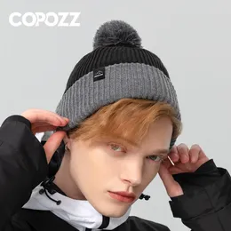 屋外帽子Copozz冬の帽子ユニセックスファッションウォームビーニーキャップスキーニットリブスノーボード