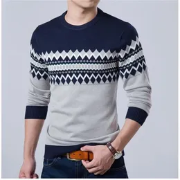 Sweaters masculinos Marca de moda de outono Sweater casual Oneck Slim Fit Knitting Pullover listrado Pullover XXL 221130