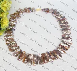 Kedjor Long Super Luster 17 "23mm Barock Tooth Biwa Purple Pearls Halsband 14K C437 Jewelry Choker