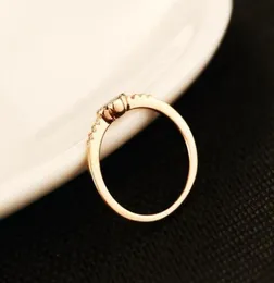 Moda koreańska inkrustowana pierścień cyrkonu Plane 18k prawdziwa złota prosta pierścionka modna klasyczne kobiety Pierścień Walentyn039S Day Dift3683478