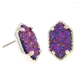 Brincos de garanhão 6 par de parte de lotes iridescentes drusy drusy impressionante de declaração artesanal de jóias artesanais