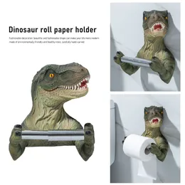 Uchwyty papieru toaletowego Dinozaura Uchwyt dinozaurów WC Tkanki Tkanki łazienka Wallmounmed Punchfree Shelf Roll Włocien 221201
