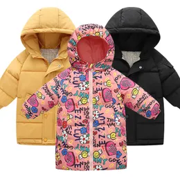 Down Coat Children S Letter Tryckt Down Jacket Boys and Girls Long Cotton Baby Wash Free Thicked Warm Jack 221130