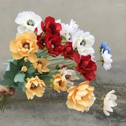 Dekoratif Çiçekler Simüle Çiçek Anemon Vahşi Krizantem Ev Düğün Salonu Dekorasyon Düzenlemesi Pogerya Props Gül