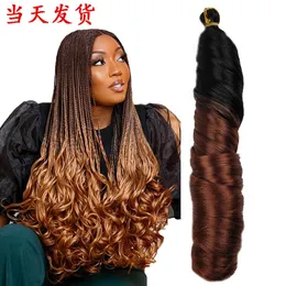 Синтетические волосы человеческие парики 22 дюйма французской свободной волны вязание крючком косы парик 1201