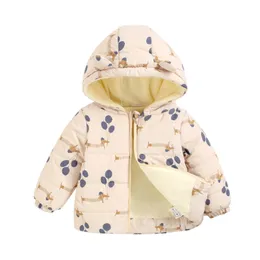 ダウンコートの女の赤ちゃんの服冬の温かい毛皮のボーイウールアウタージッパーパッド入りジャケット厚くなったキルティング幼児221130