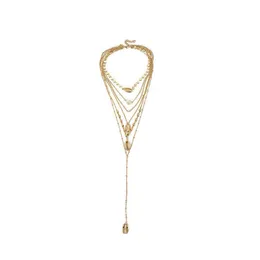 Naszyjniki wisiorek boho złota cekinowa skorupa perłowe naszyjniki dla kobiet geometryczne łańcuchy warstwy MTI Naszyjnik Kołnierz biżuteria Drop d dhb1n