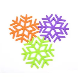 Mats Pads Snowflake Table Mat Kitchen Accessories Placemat Sile Colour Place Pad With Orange Red Blue Color New Pattern 3 98Mc J1 Dhjta