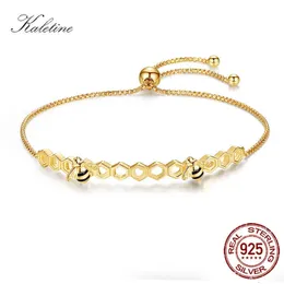 Cadeia de bracelete Kaletine Honey Bee 925 Sterling Silver S para Mulheres Coração Luxo Luxo Comnte Men Jóias de Ouro de Tênis