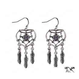 Dangle Avize Retro Şerit Renk Yaprak Tassel Hint Jhumka Küpe Kadın Çingene Kabilesi Boho Etnik Kalp Şeklinde İçi Boş Damla Dhplq