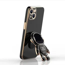 Роскошные 3D Soft Case Case Case Case Astronaut Stand Apple Phone Droppronal Cover для iPhone 14 13 Pro Max плюс 12 11 Precision Hole Condy Color