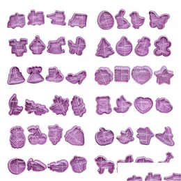 Baking Moulds Cute Biscuits Tools Press Type Cookie Biscuit Mod Craft Diy Cartoon Plastic Decorating Manual Mold Set 42 M2 D Dhgarden Dhhl9