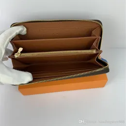 Fashion women clutch wallet pu leather wallet single zipper wallets lady ladies long classical purse with orange box card 60017 Wi280h
