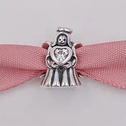 925 Sterling Silver Beads Loving Angel Charm Fits European Pandora Style Jewelry Bracelets & Necklace 792010CZ AnnaJewel