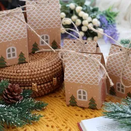 Juldekorationer Candy Boxs Kraft Paper Biscuit Bag Cookie Present Box Xmas Party Decor for Home Navidad 2022 Year Supplies