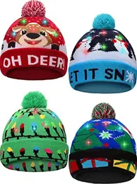 قبعة عيد الميلاد الحزبية مع LED LID LIDAY CHERSSION SWEET SWEET TREMENTER BEANIE XMAS HAT للبالغين ديكور عيد الميلاد للعام 221201