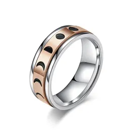 Lua Solar Solar Ring Ring Band Rose Gold Aço inoxidável Solar anéis de descompressão para homens Menas moda jóias finas