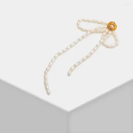 Kolczyki Dangle Amorita Boutique Barok Natural Pearl Bow Drop Single For Lady Showtime Prezent Romantyczne akcesoria biżuterii