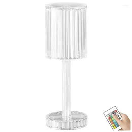 Bordslampor AT14 Crystal Lamp LED Touch 16 Färger Byt 3D Diamond Acrylic Small With Remote Control