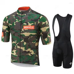 مجموعات السباقات 2022 Morvelo Summer Cycling Jersey Men Bike Shorts Sleeves Bicycle Clothing Sportwear Outdoor Mtb Ropa Bib Pant