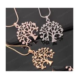 Pendant Necklaces Fashion Jewelry Sweet Slimple Rhinstone Tree Pendant Necklace Clavicle Chain Drop Delivery Necklaces Pendants Dhqaz
