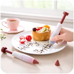 Silikondekorationspenna Icing Cream Chocolate Cake Dessert Sprute Plate Paint Pen Cookie Biscuit Pastry Baking Tools MJ1215